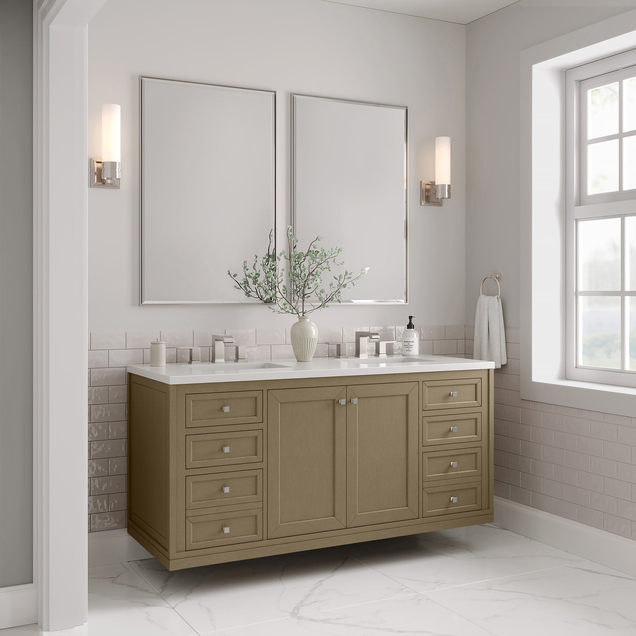 James Martin Chicago 60" Double Bathroom Vanity, Walnut Whisper, view 36