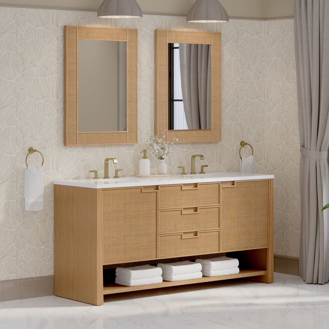 James Martin Solene 72" Double Bathroom Vanity, Seaside Oak, view 34