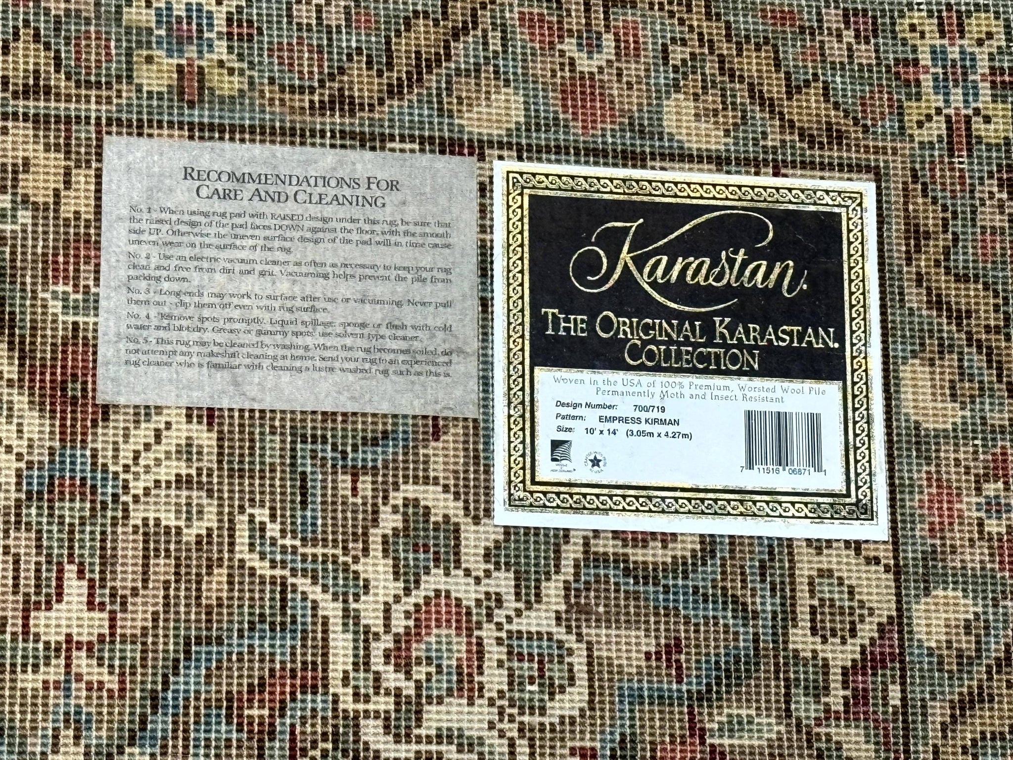10x14 Karastan Empress Kirman Rug #700/719, Vintage Wool Discontinued Karastan by Jewel Rugs
