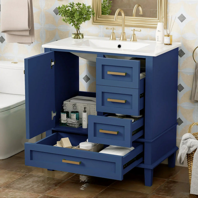 Bathroom Vanity, Modern Bathroom Cabinet With Sink Combo Set, Bathroom Storage Cabinet With A Soft Closing Door And 3 Drawers, Solid Wood Frame by Unique Piece Furniture