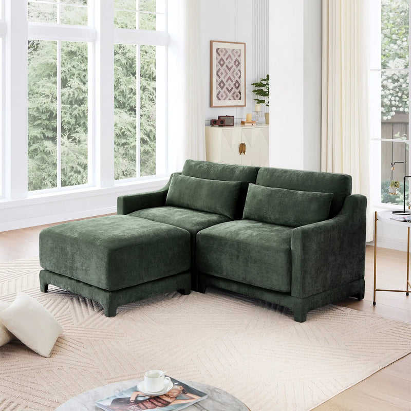 Stylish Sofa With Ottoman And Lumbar Pillows, Ergonomic Design by Unique Piece Furniture