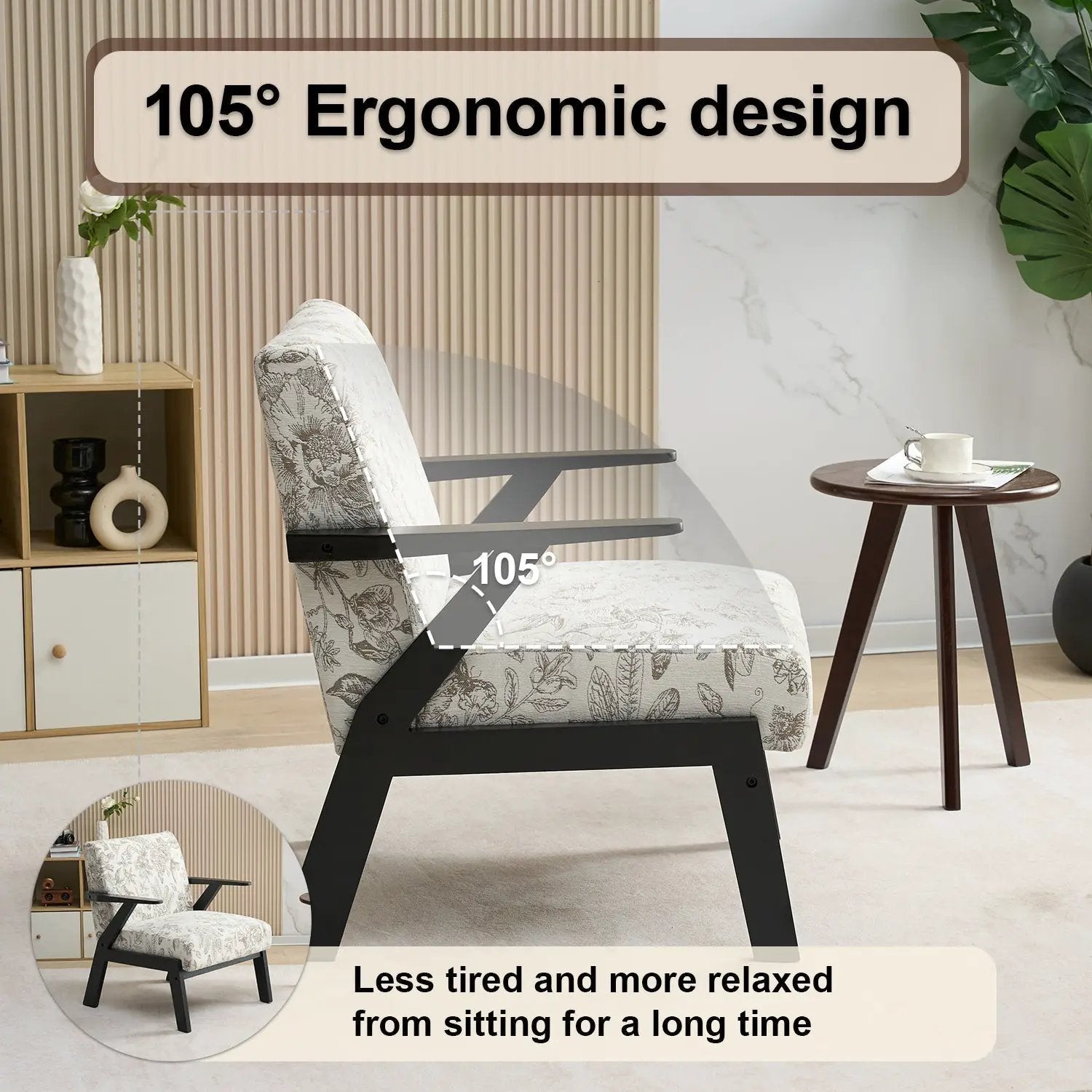 Mid-Century Modern Lounge Armchair - Seat Cushion (Beige + Grey) by HouseOfZazla