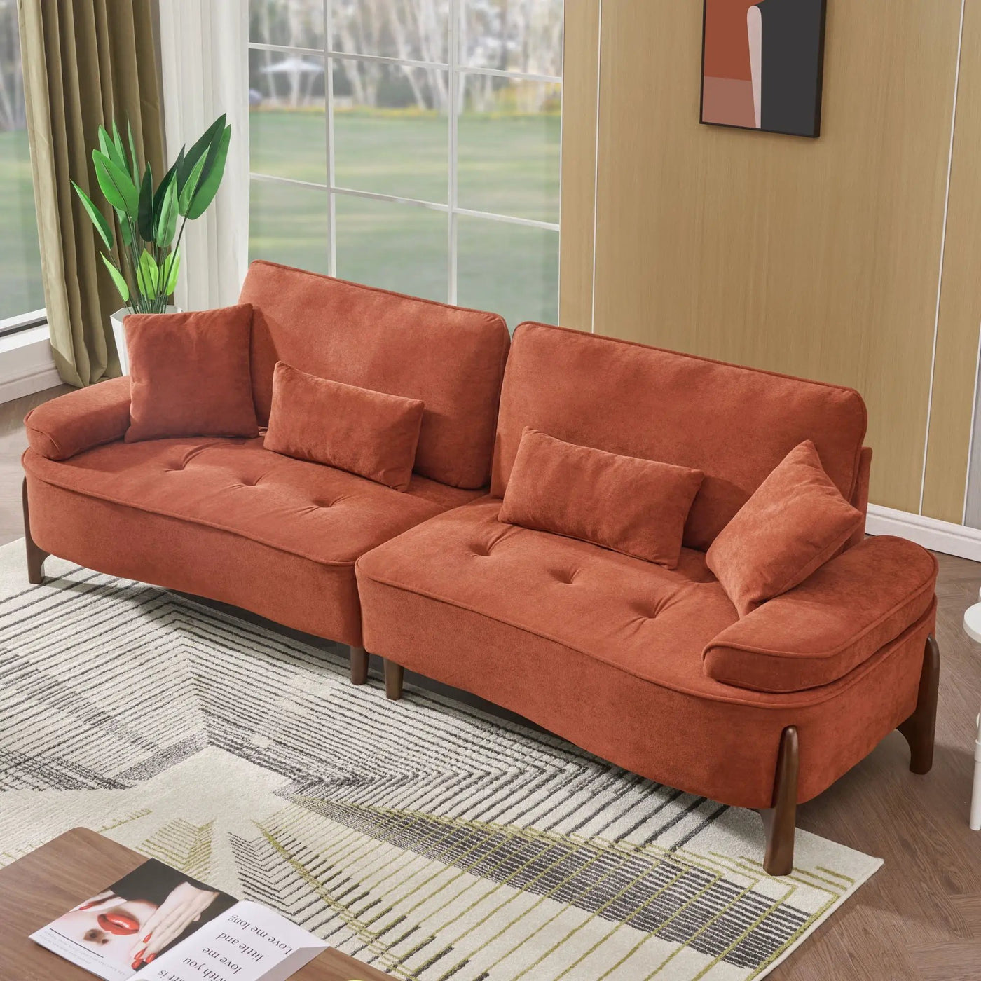 Comfortable Deep Seated Sofa With Pillows by HouseOfZazla