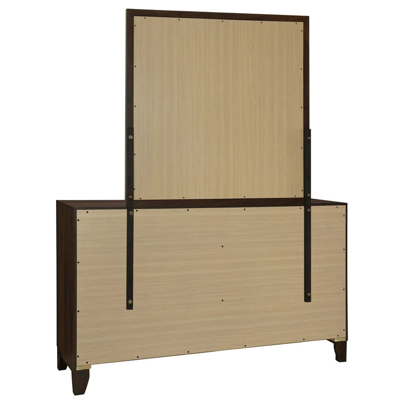 Welsley 6-drawer Dresser and Mirror Walnut by Unique Piece Furniture