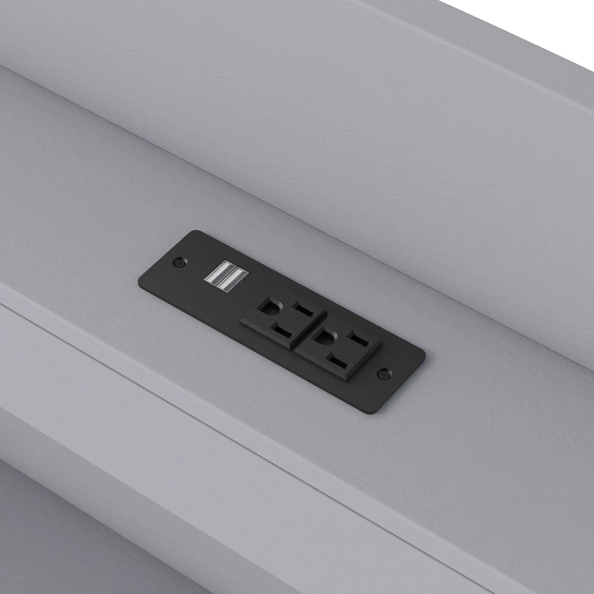 Platform Bed With LED Headboard, Charging Station, Trundle And 2 Drawers