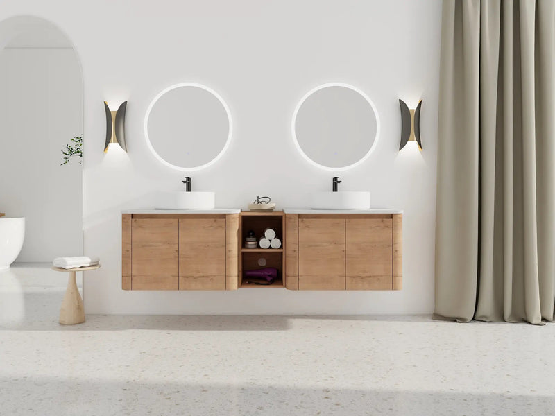 72" Wall-Mounted Bathroom Vanity With Ceramic Art Sink by HouseOfZazla