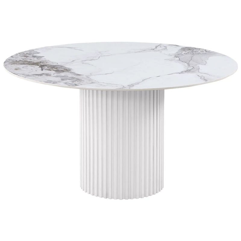 Quincy - Round Dining Table - White Marble by HouseOfZazla