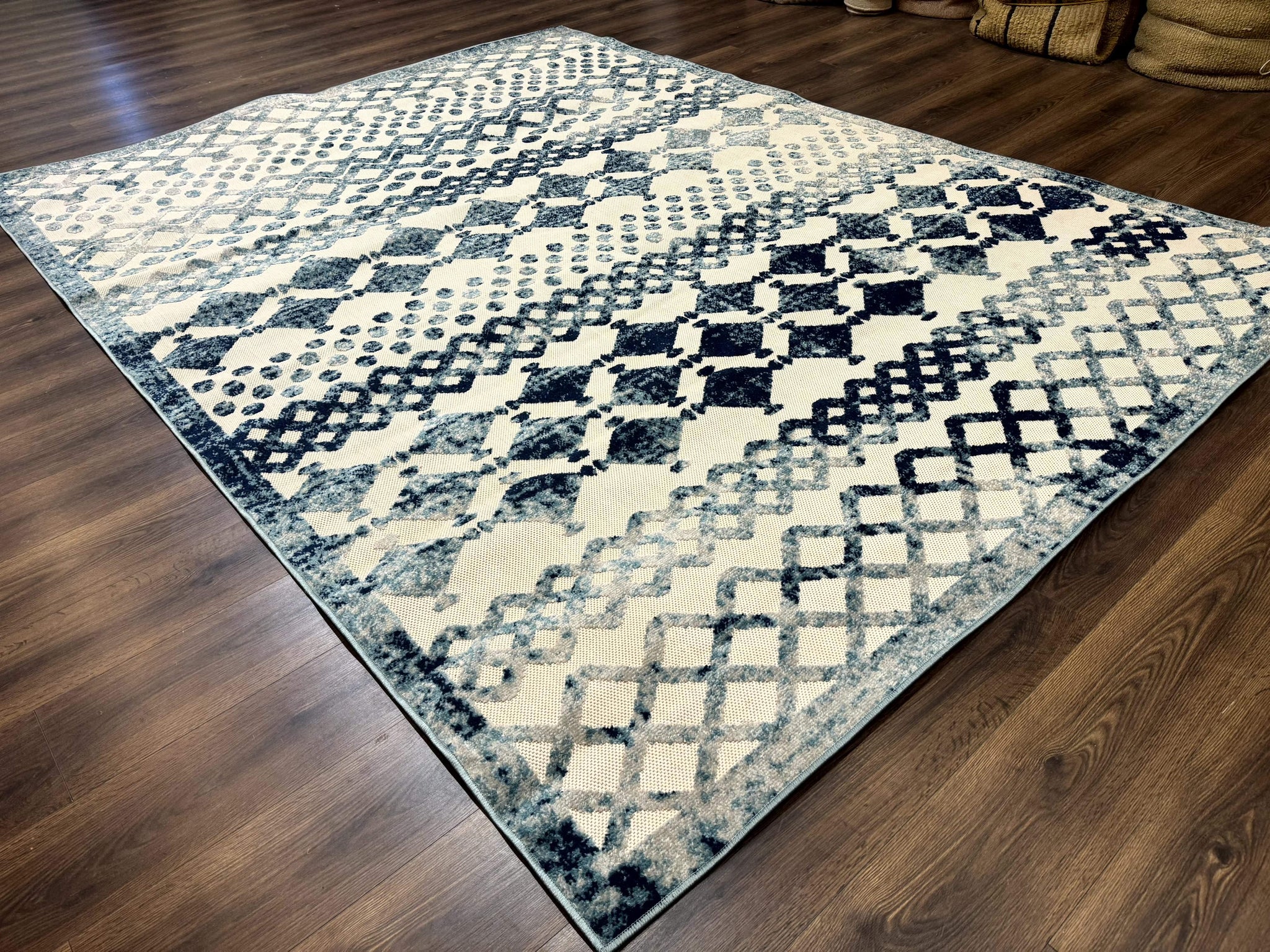 Modern Rug 8x10, Abstract Rug, Oat and Blue, Raised Pattern, Modway Rug Collection by Jewel Rugs
