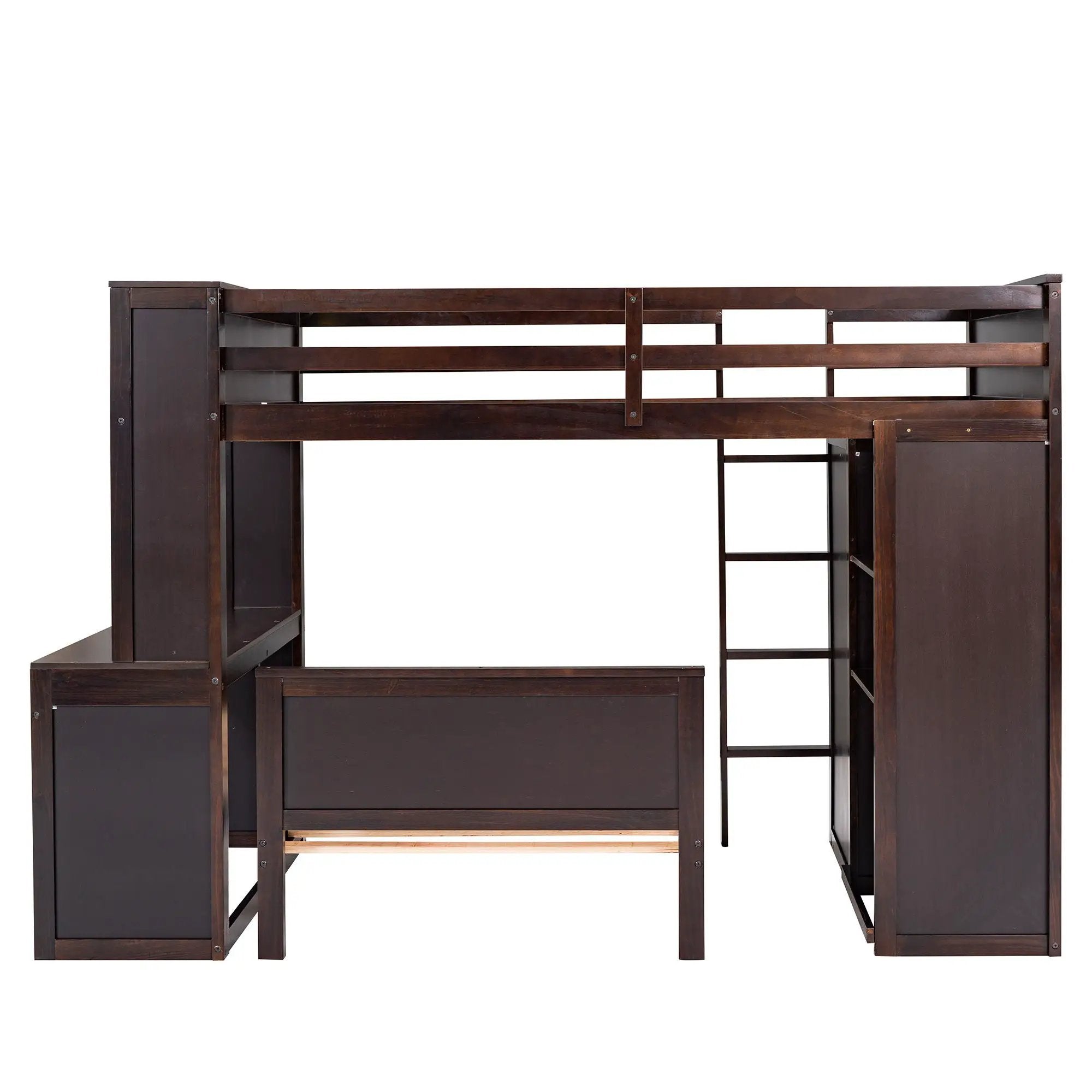 Loft Bed With A Stand Alone Bed, Shelves, Desk, And Wardrobe by HouseOfZazla