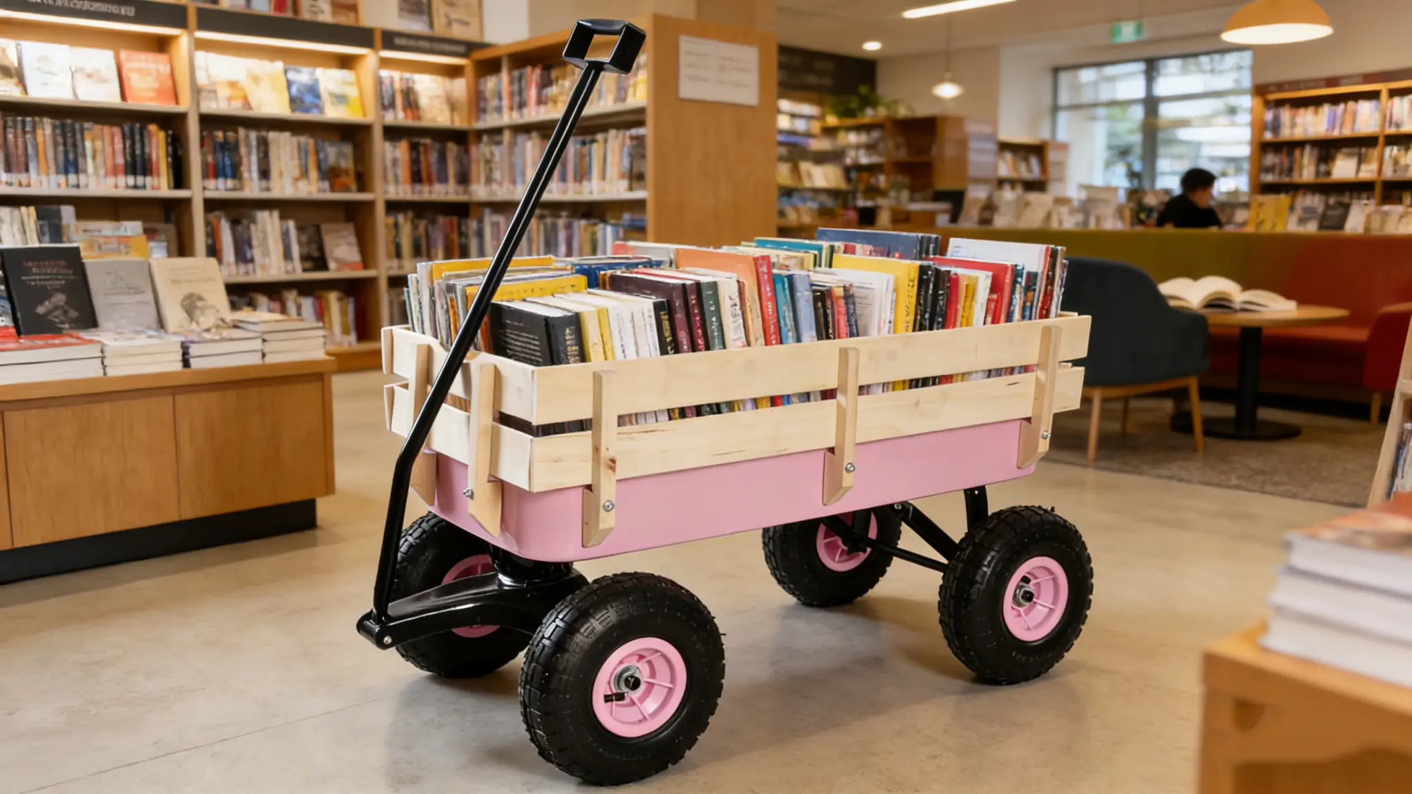 Outdoor Wagon All Terrain Pulling with Wood Railing by HouseOfZazla