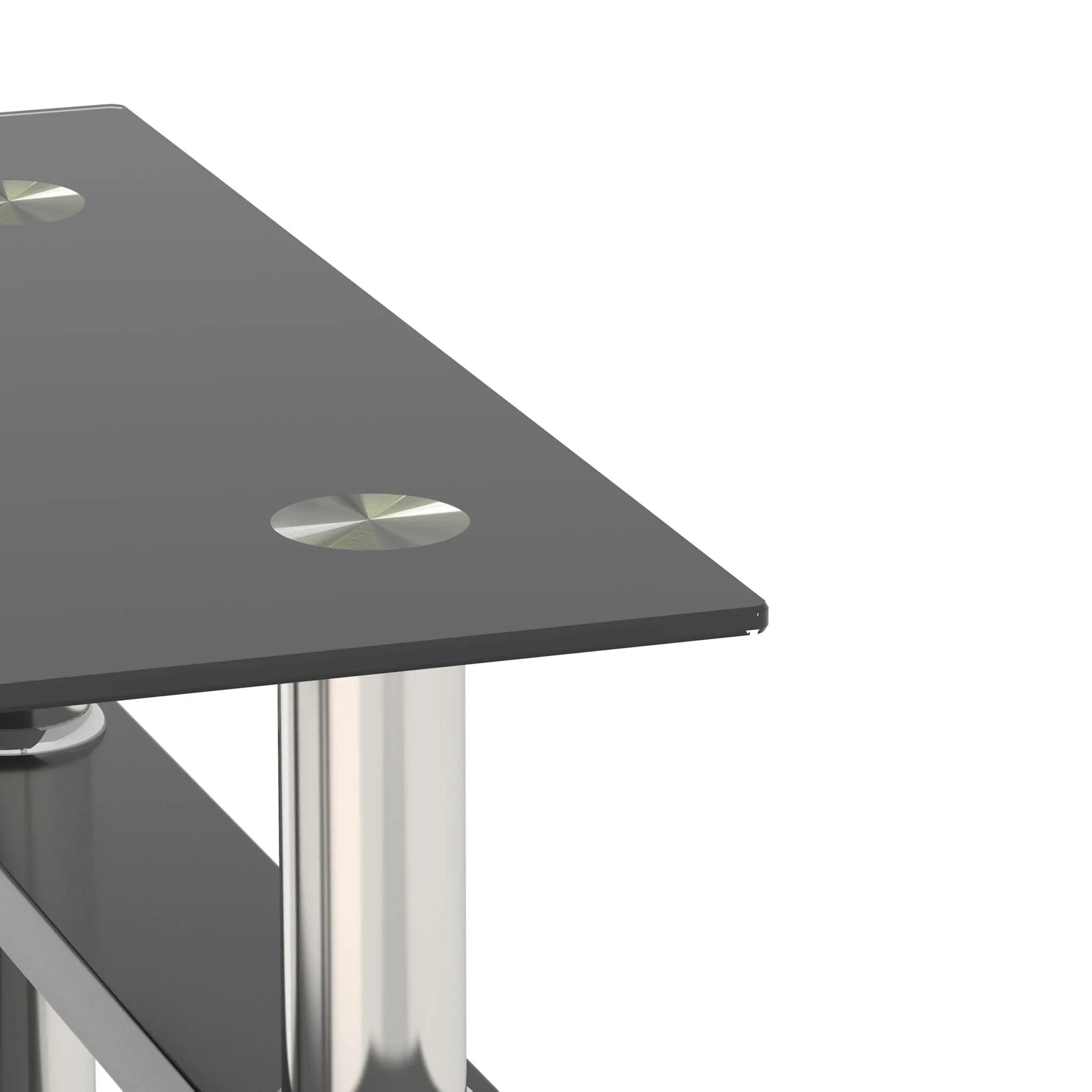 Modern Tempered Glass Tea Table, End Square Table For Living Room (Set of 2) - Black by Unique Piece Furniture