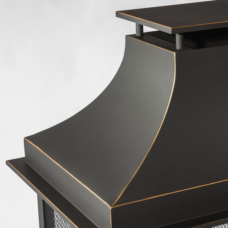Fireplace, 50000 Btu Fire Pit, Wood Burning Chimney For Outside - Black by HouseOfZazla