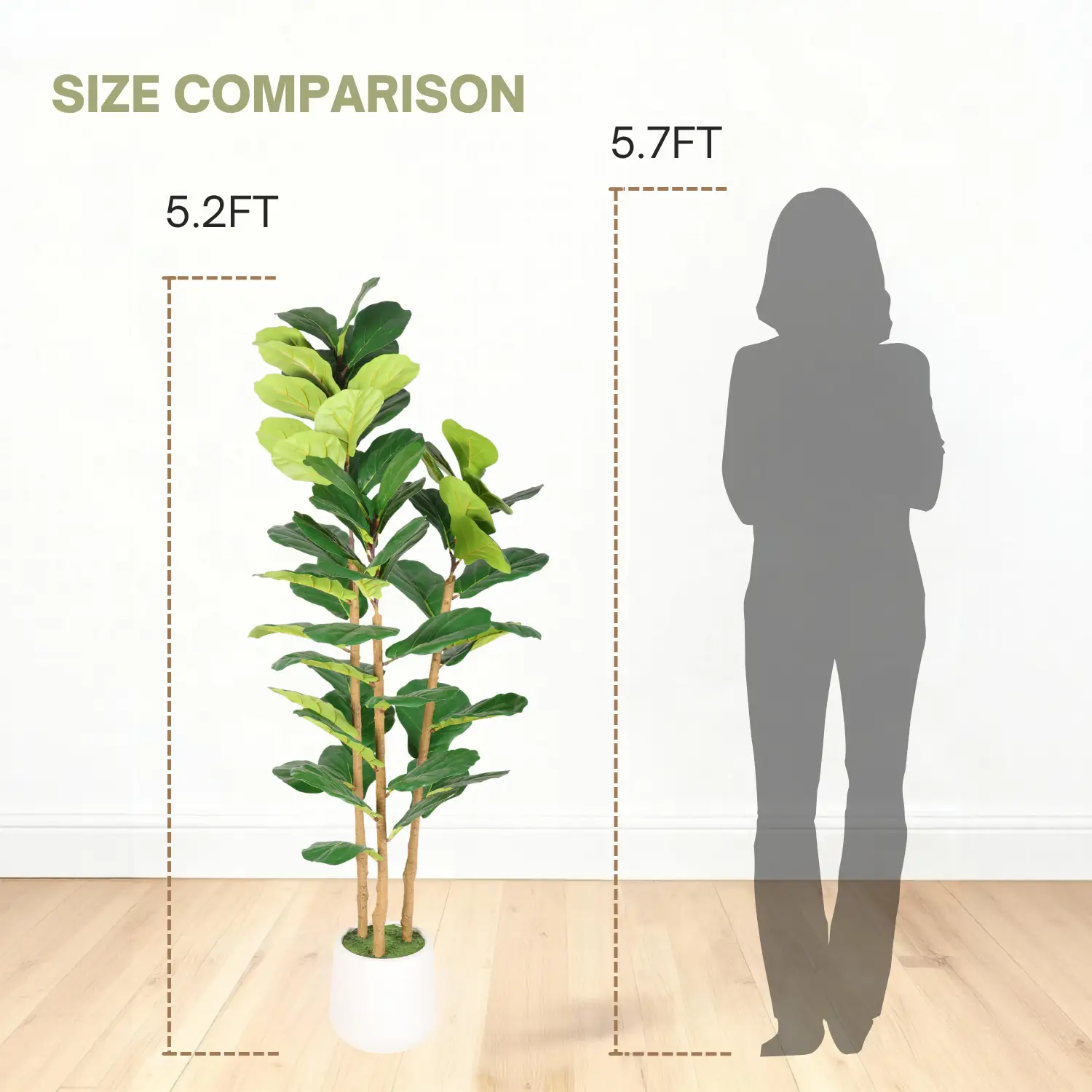 5.2FT Artificial Fiddle Leaf Fig Tree With Decorative Pot by HouseOfZazla