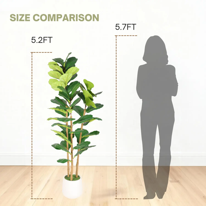 5.2FT Artificial Fiddle Leaf Fig Tree With Decorative Pot by HouseOfZazla