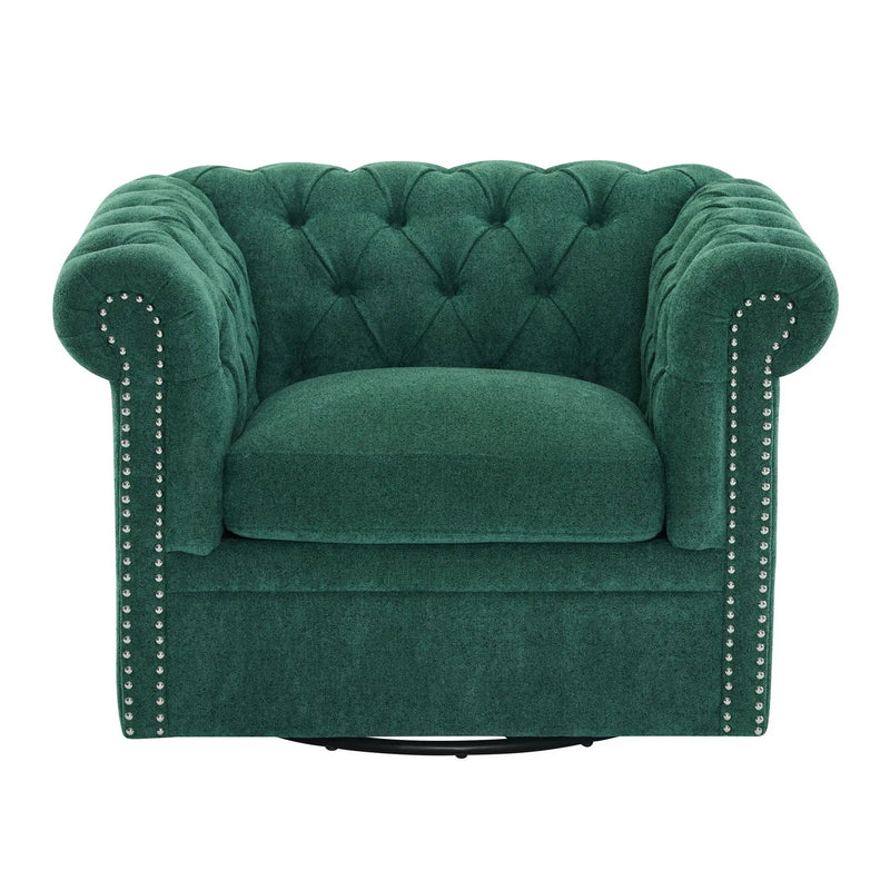 Chesterfield Style Swivel Club Chair With Button Tufted by HouseOfZazla