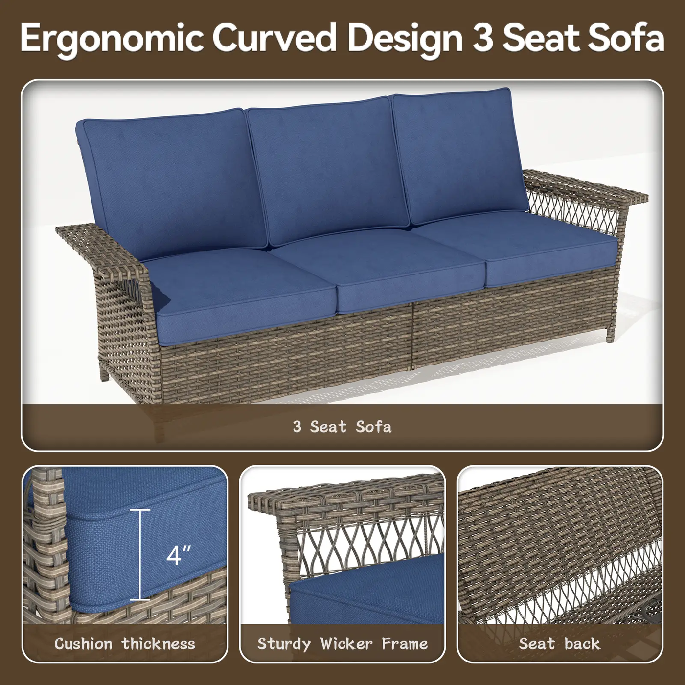 76.7" Wide Outdoor Wicker Patio Sofa with Armrests by HouseOfZazla