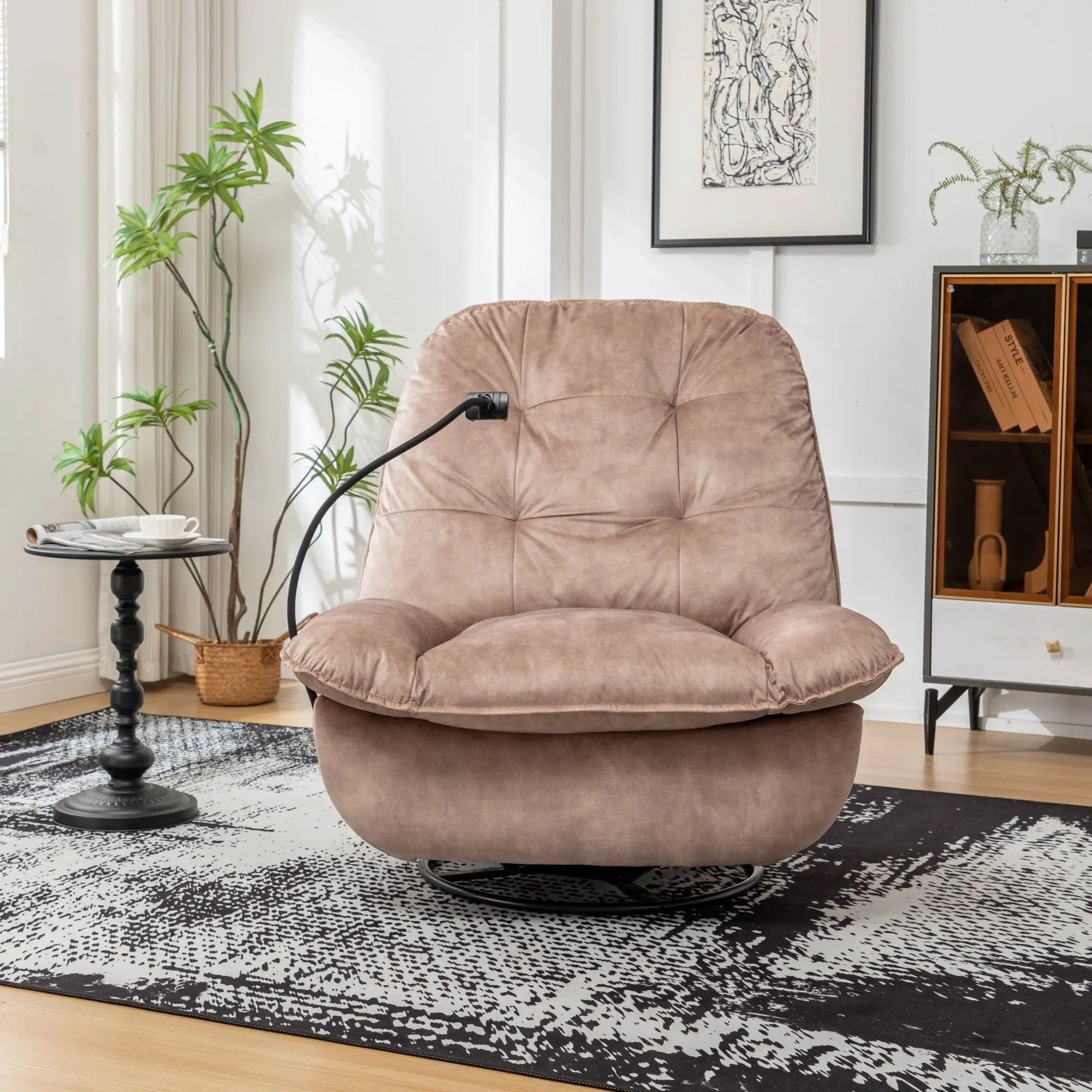 Modern Swivel Gliding Recliner Chair With Rocking Function And Phone Holder, Large Comfortable by HouseOfZazla