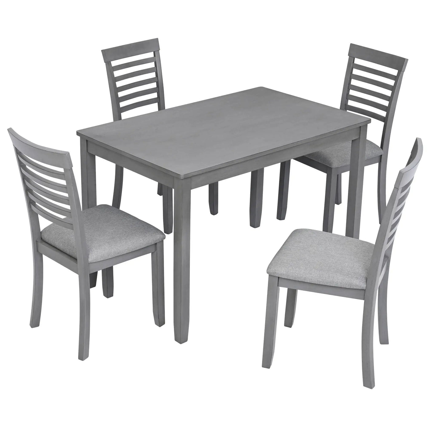 5 Pieces Modern Dining Set, Rectangular Wooden Dining Table With 4 Upholstered Chairs by Unique Piece Furniture