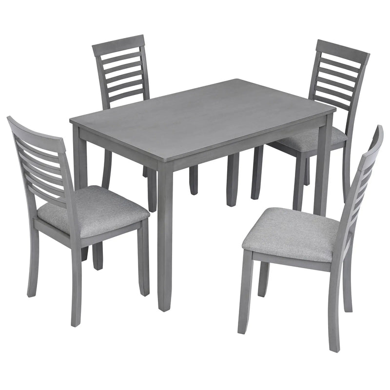 5 Pieces Modern Dining Set, Rectangular Wooden Dining Table With 4 Upholstered Chairs by Unique Piece Furniture