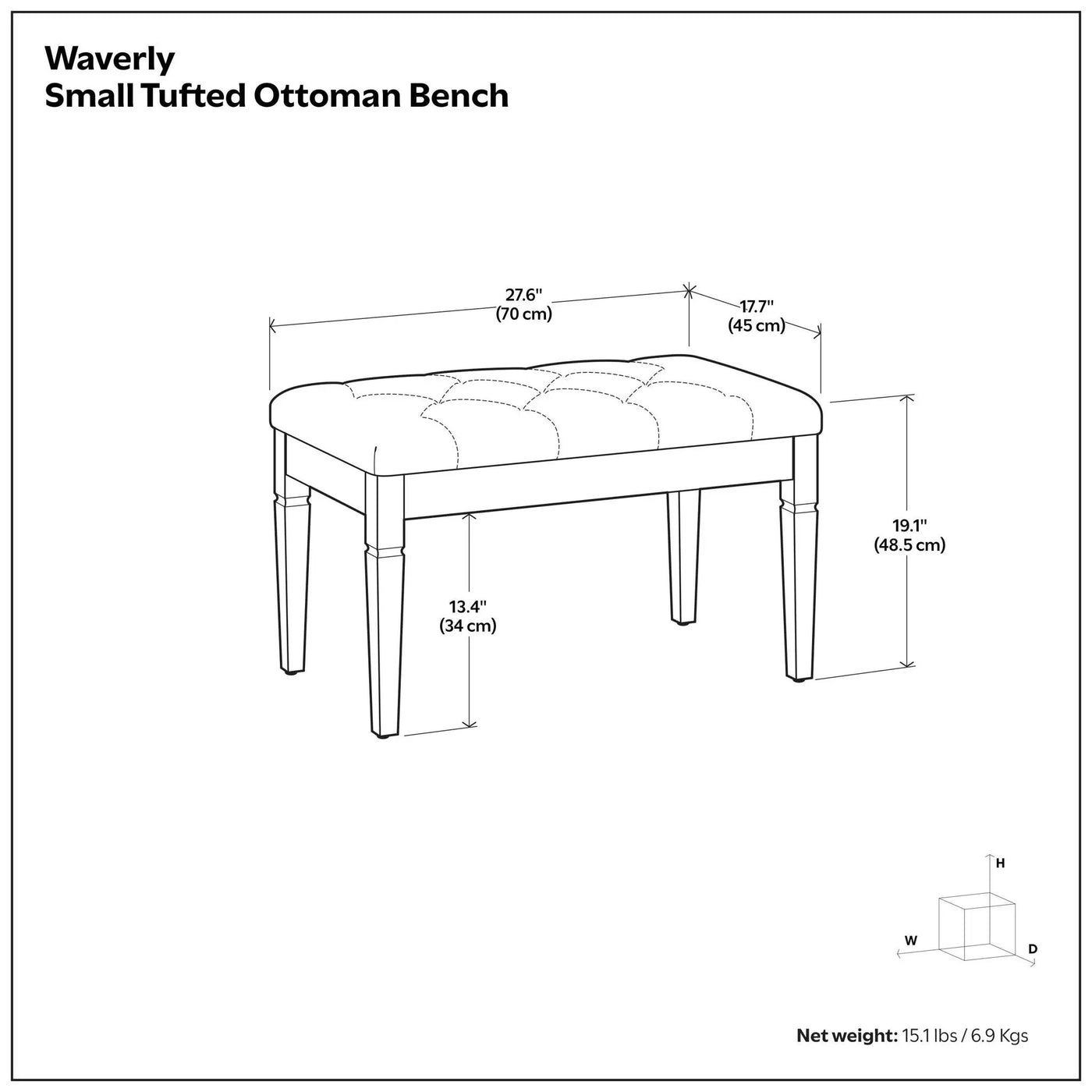 Waverly - Upholstered Tufted Ottoman Bench by HouseOfZazla