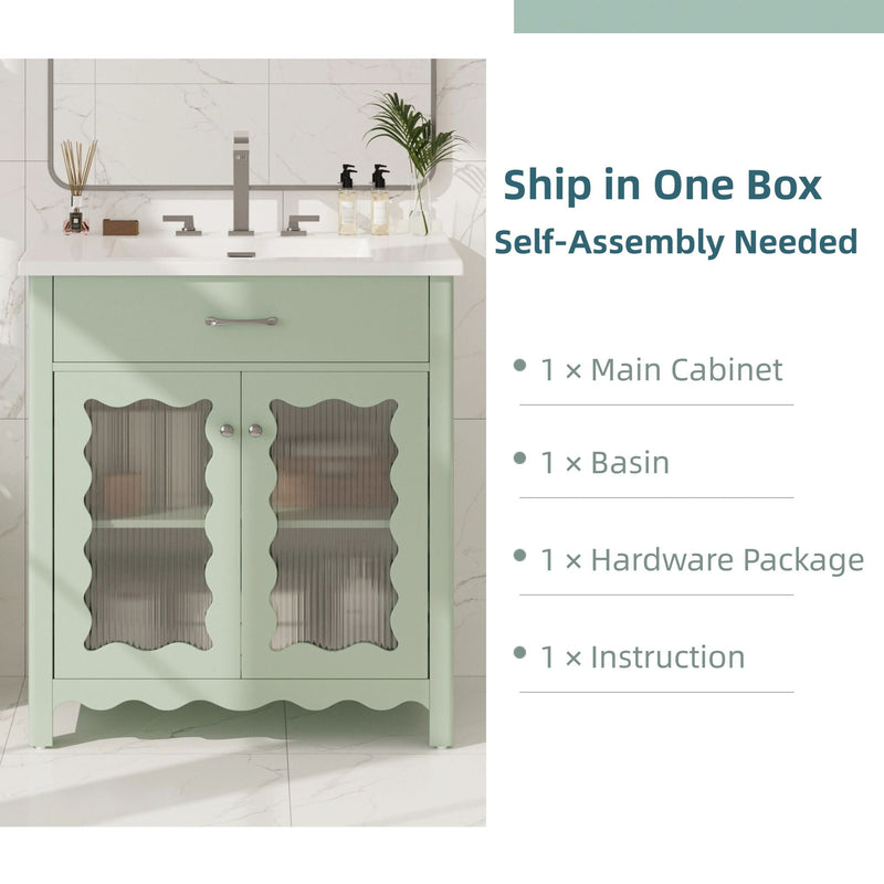Modern Bathroom Vanity With Tempered Glass Doors