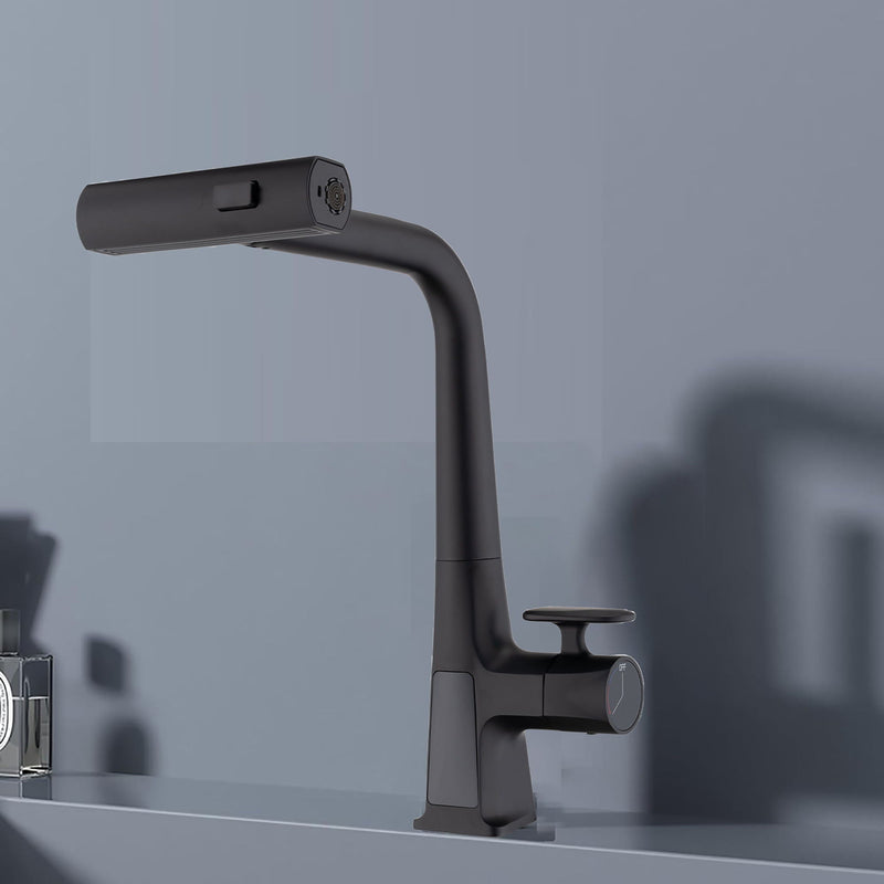 Waterfall Kitchen Faucet With Temperature Display And Pull Down Sprayer by HouseOfZazla