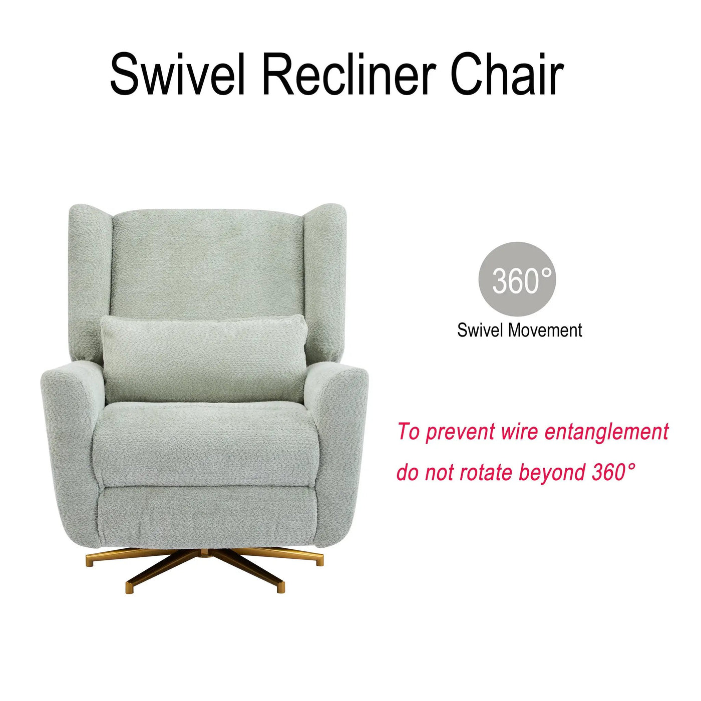 Power Recliner Chair Swivel with Boucle Upholstery and 360° Swivel by HouseOfZazla