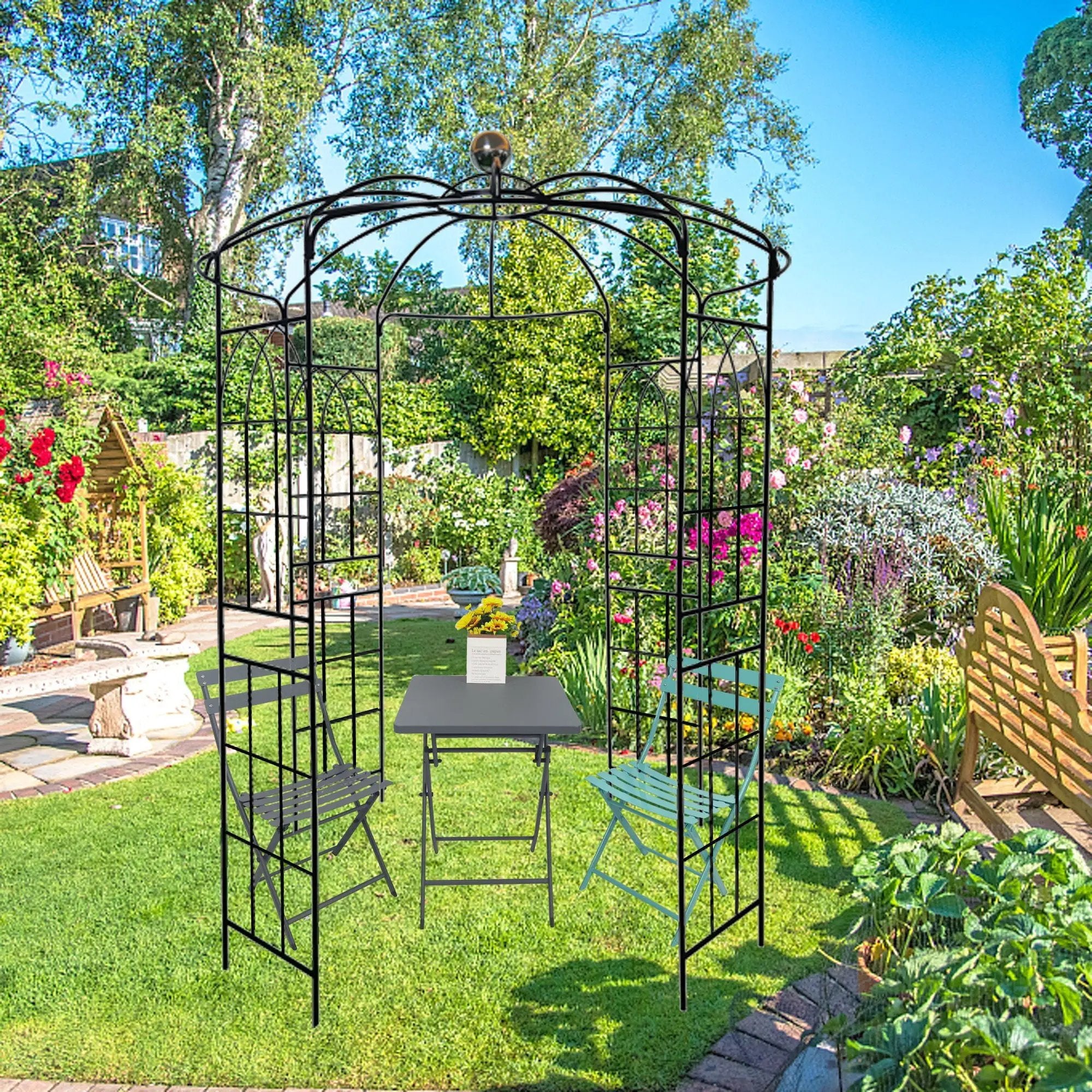 Metal Garden Arch Iron Garden Arbors Gazebo Dia High Birdcage Shape Pergola Pavilion For Wedding Ceremony by HouseOfZazla