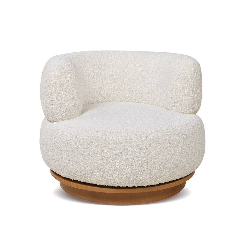 Fuji - 360 Swivel Low Barrel Back Accent Chair - Ivory White by HouseOfZazla