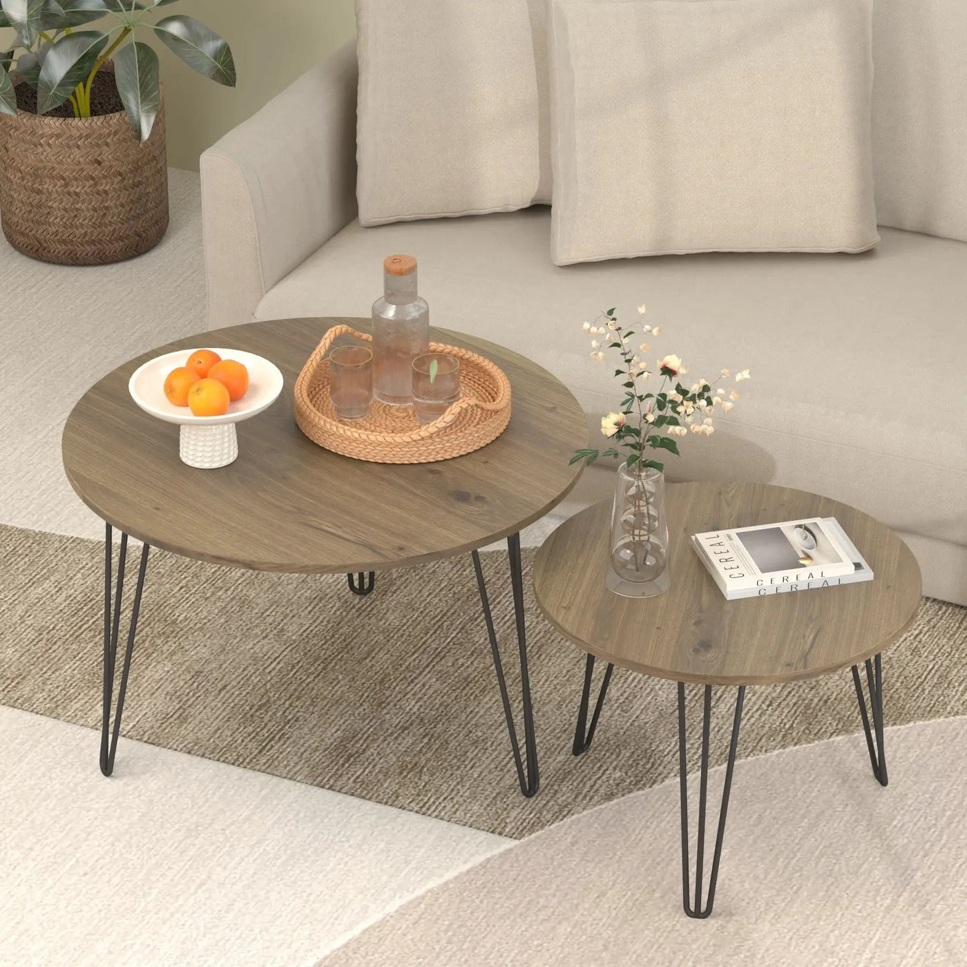 Round Nesting Coffee Table For Living Room (Set of 2) by Unique Piece Furniture