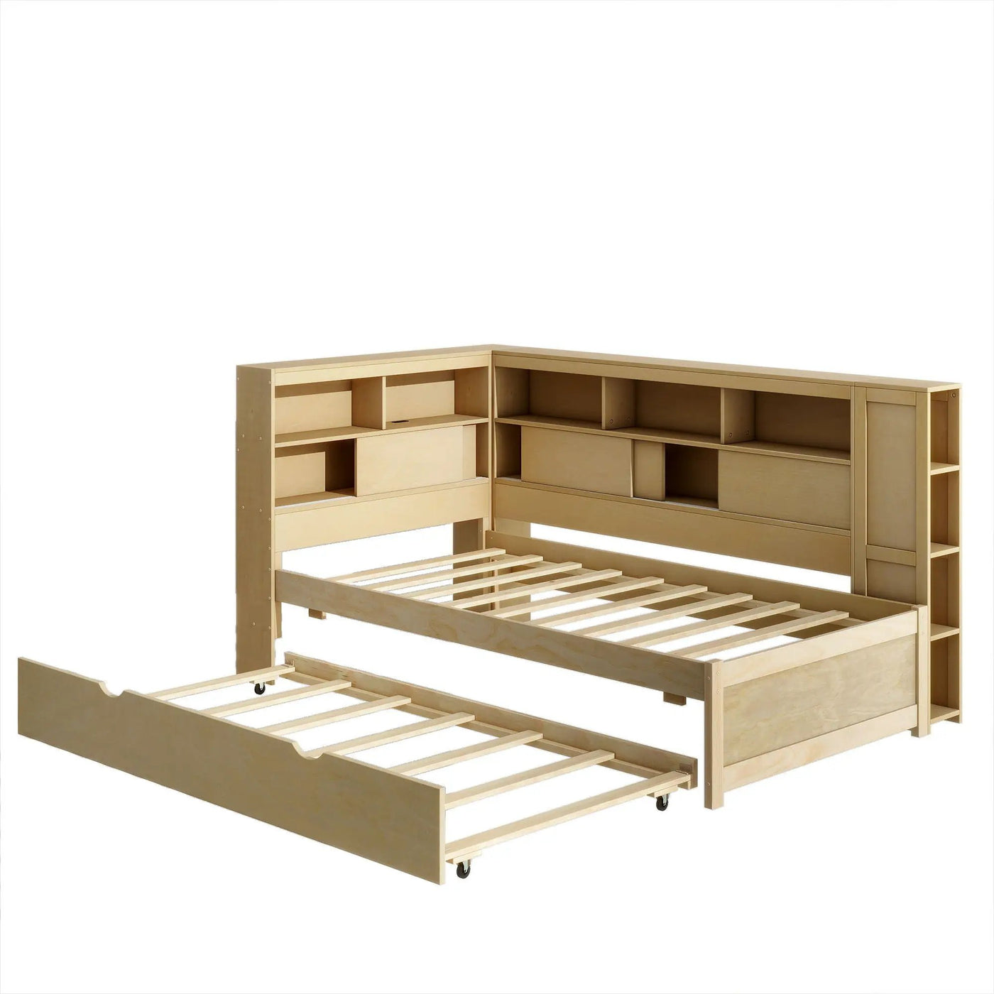 Daybed With Storage Shelves, USB Charging, And Trundle Bed by Unique Piece Furniture