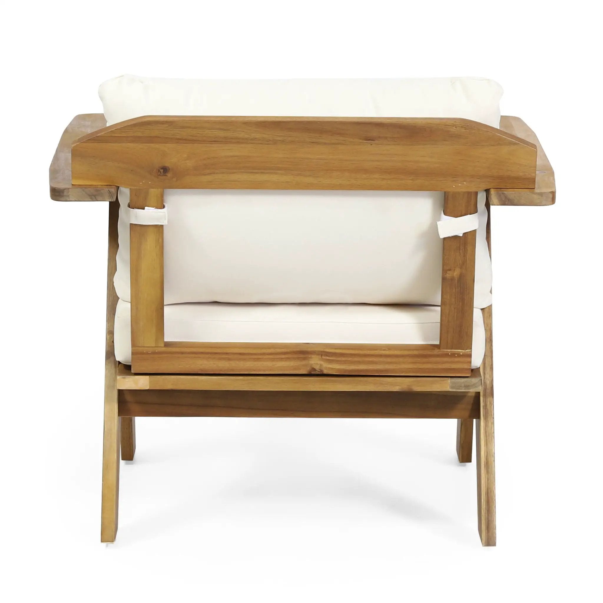 Outdoor Acacia Wood Club Chairs With Cushions (Set of 2) - Teak / Beige by HouseOfZazla