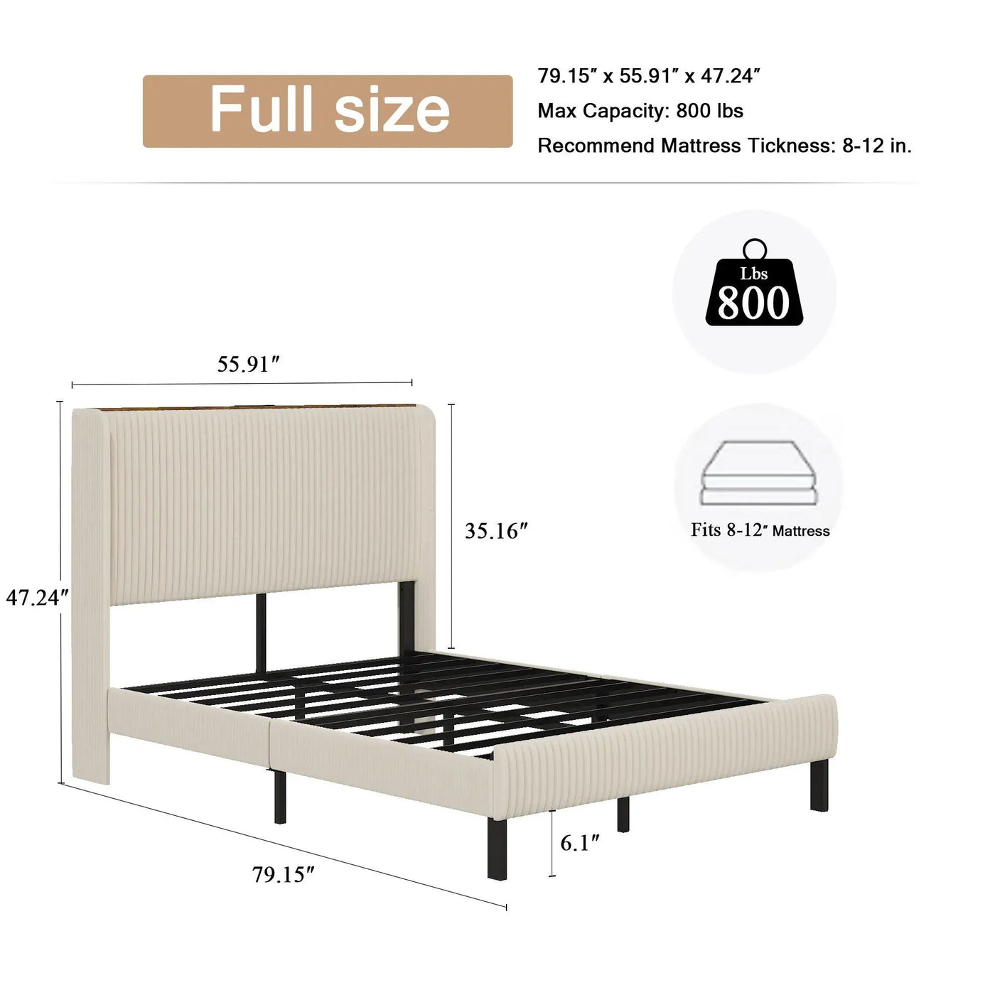 Platform Bed With Metal Frame And Charging Station by Unique Piece Furniture