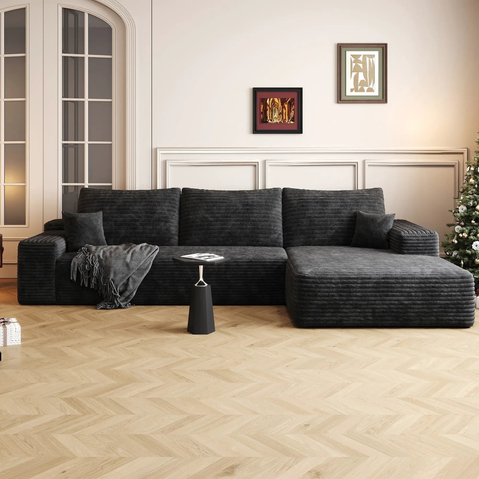 107" Cloud Sectional Couch with L-Shape Chaise by HouseOfZazla