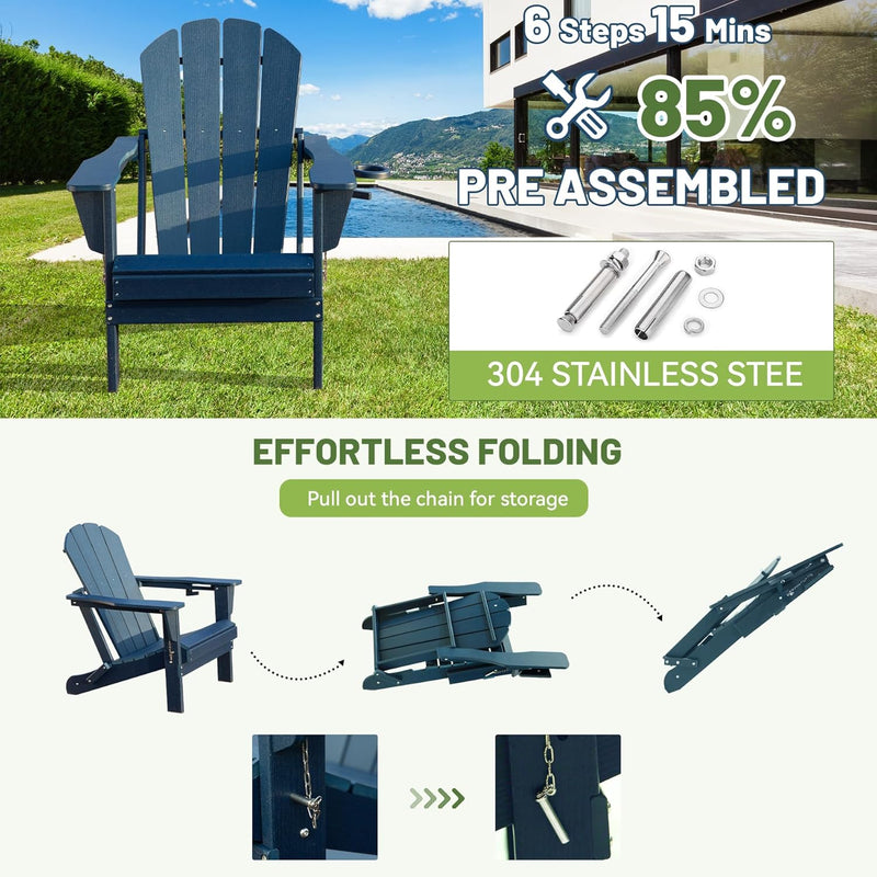 Adirondack Chair with Foldable Design and Built-In Cup Holder by HouseOfZazla