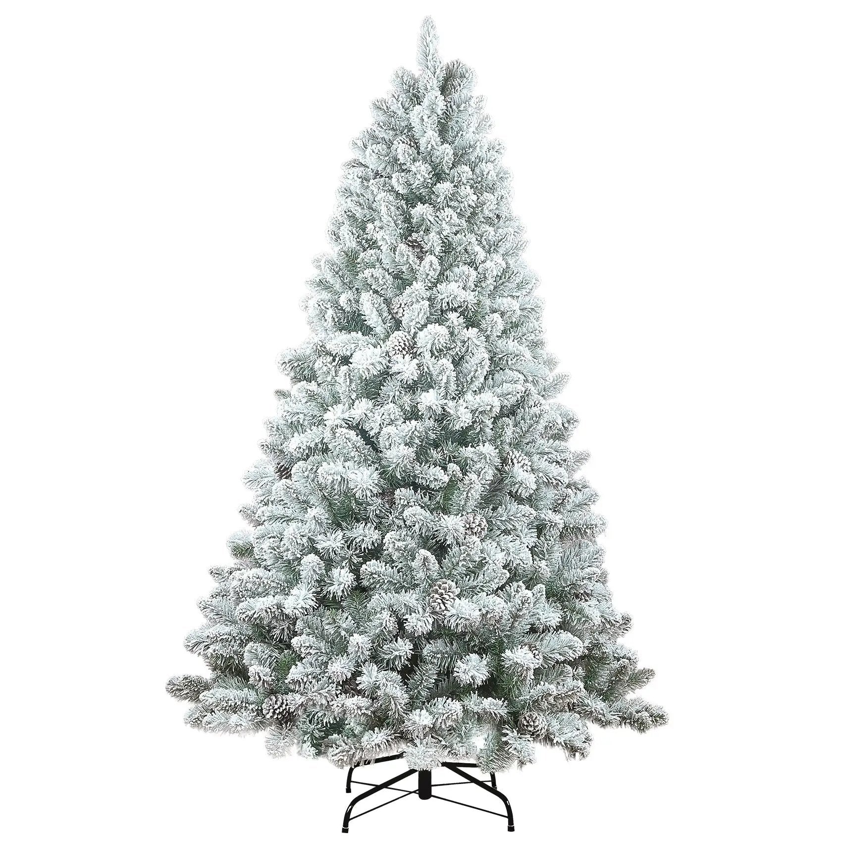 4FT Flocked Christmas Tree with Pine Cones and Snowy PVC Design by HouseOfZazla