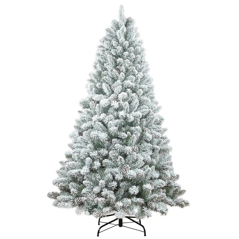 4FT Flocked Christmas Tree with Pine Cones and Snowy PVC Design by HouseOfZazla