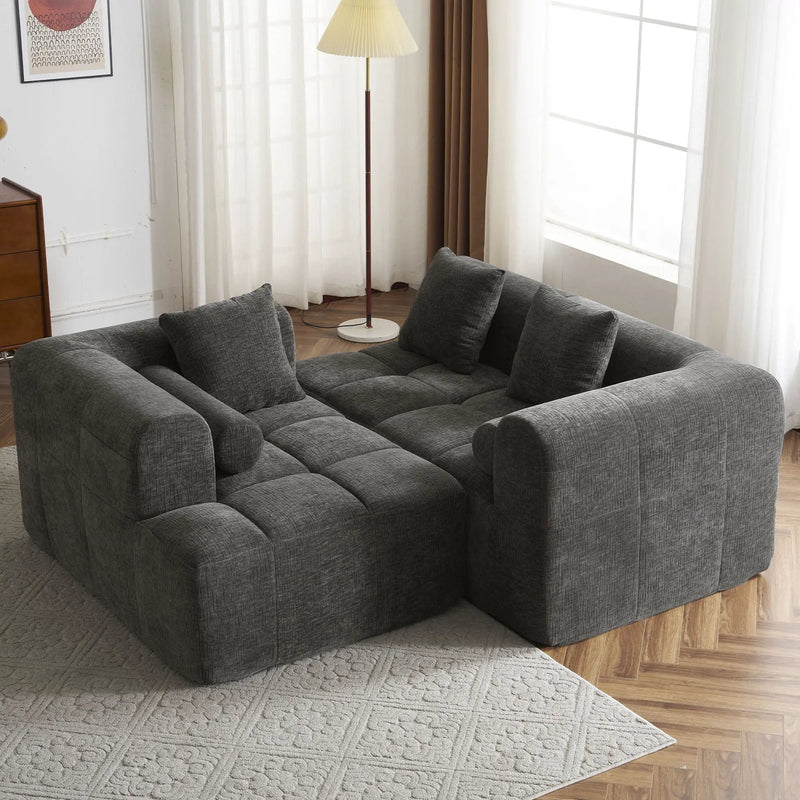 Sectional Free Combined Sofa With 2 Side Pockets by HouseOfZazla