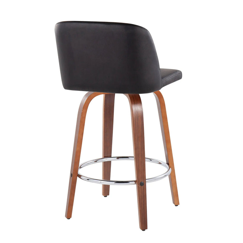 Toriano - Mid-Century Modern Fixed Height Counter Stool With Round Footrest (Set of 2) by HouseOfZazla