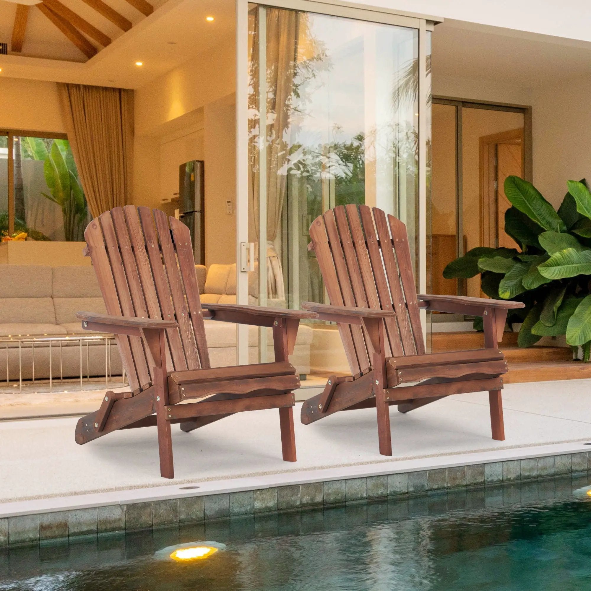 Lounge Patio Chair For Garden Outdoor Wooden Folding Adirondack Chair (Set of 2) Solid Cedar Wood Lounge Patio Chair For Garden by Unique Piece Furniture