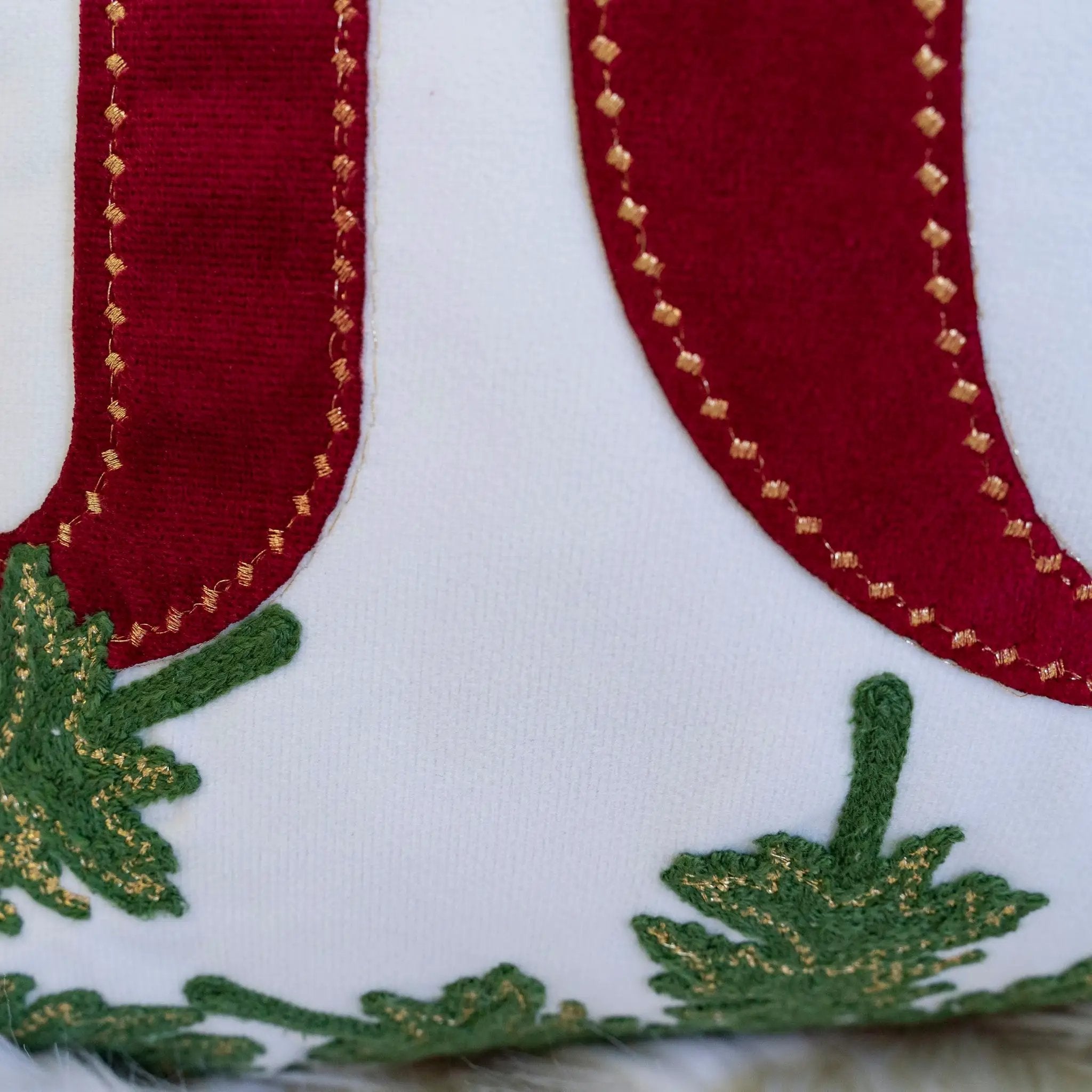 Joy Embroidered Christmas Throw Pillow by HouseOfZazla
