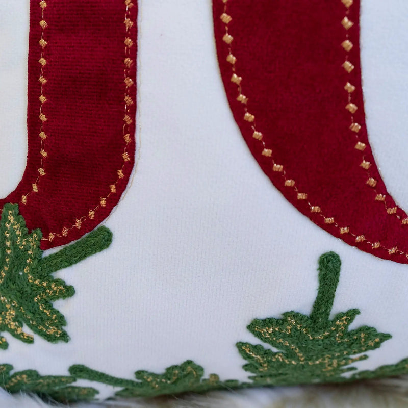 Joy Embroidered Christmas Throw Pillow by HouseOfZazla
