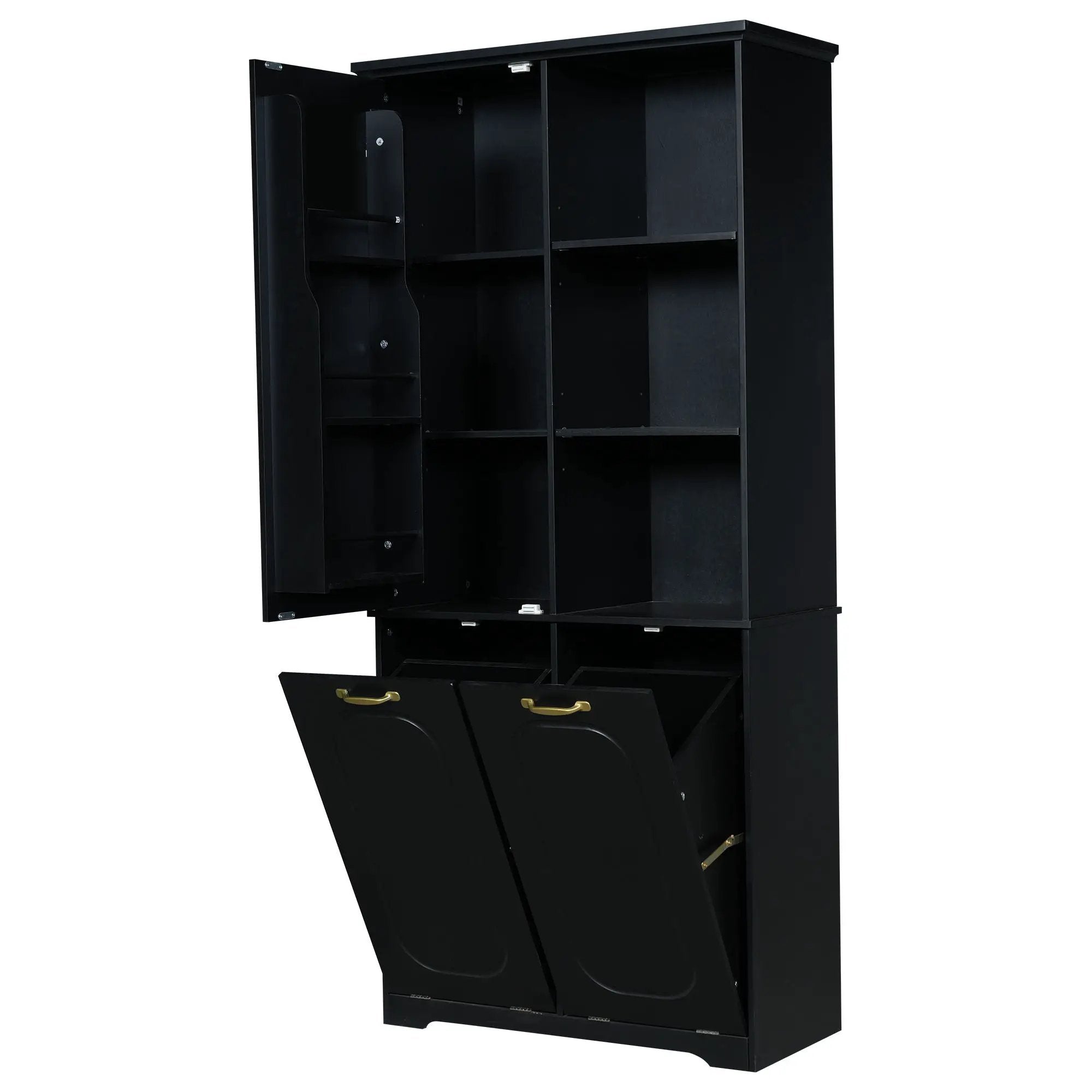 Freestanding Tall Storage Cabinet With 2 Tilt-Out Hampers by HouseOfZazla