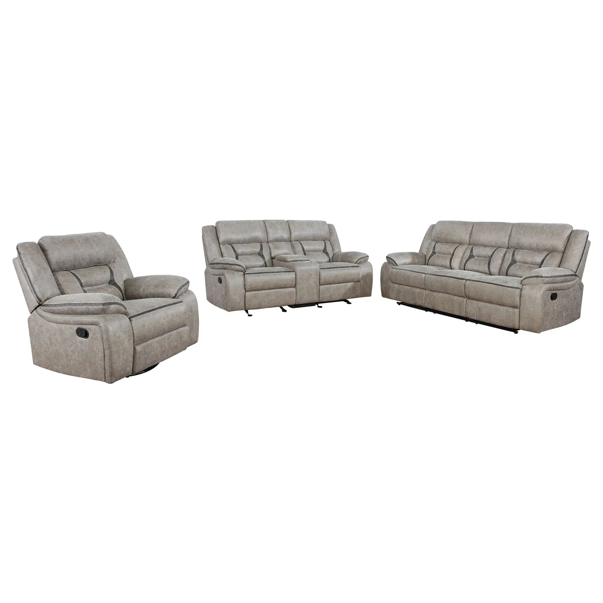 Greer 3-piece Upholstered Reclining Sofa Set Taupe by Unique Piece Furniture