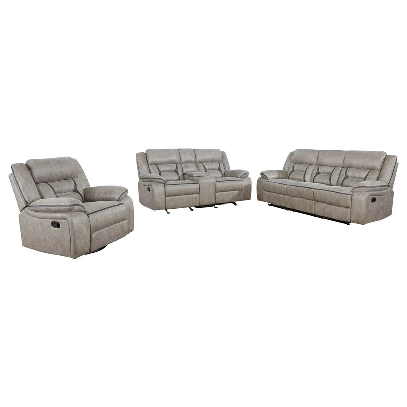 Greer 3-piece Upholstered Reclining Sofa Set Taupe by Unique Piece Furniture