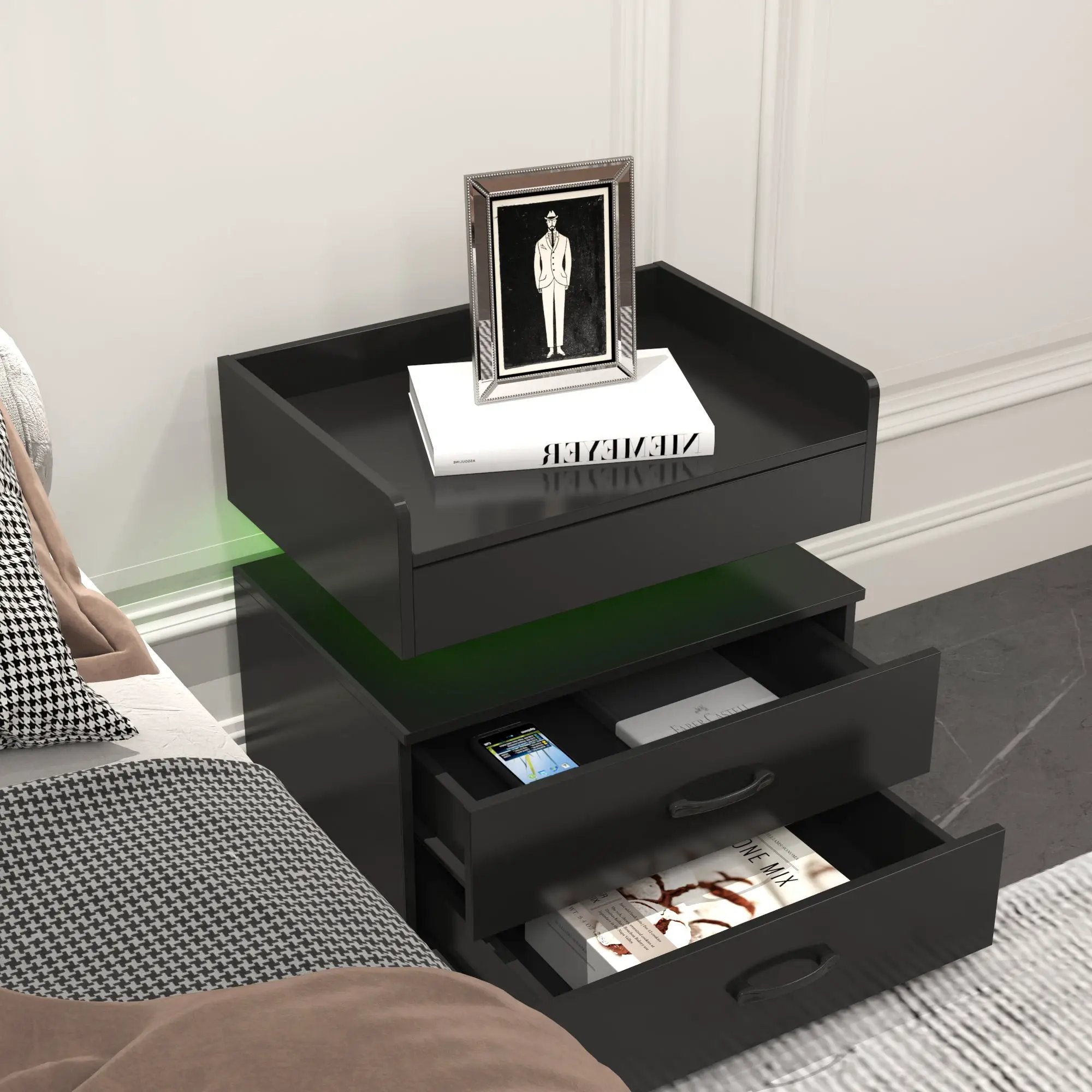 1 Set Nightstand with Adjustable LED Strip Light by HouseOfZazla