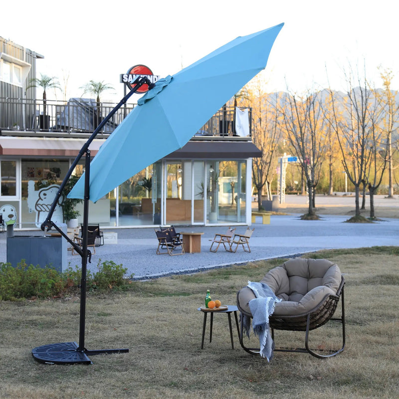 10ft Solar LED Offset Hanging Patio Umbrella (Light Green) (No Base) by HouseOfZazla