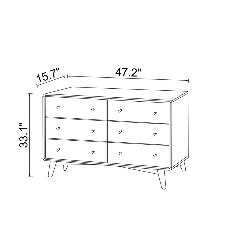 Dresser 6 Drawer - Dark Brown / White by Unique Piece Furniture