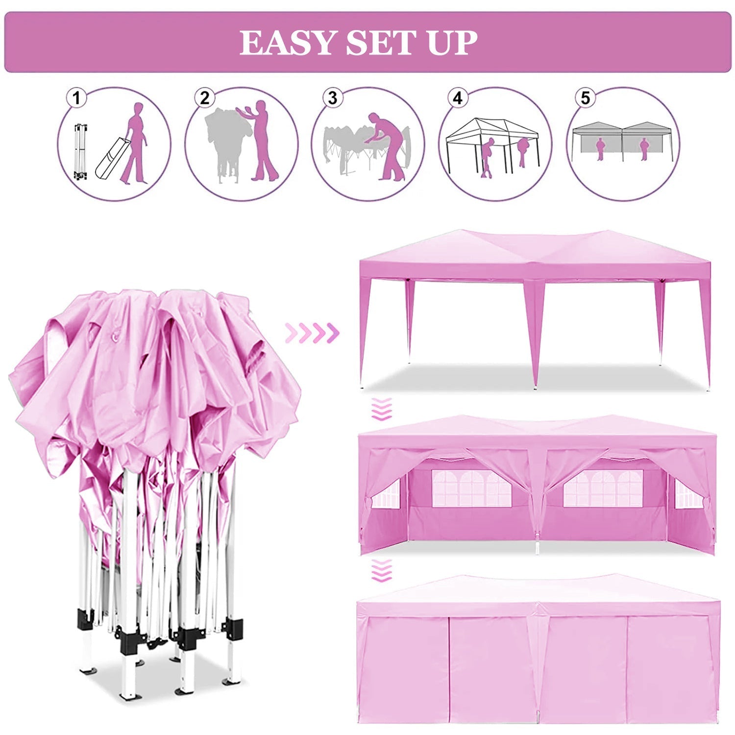 10'x20' Folding Canopy with Removable Sidewalls Outdoor Shelter by HouseOfZazla