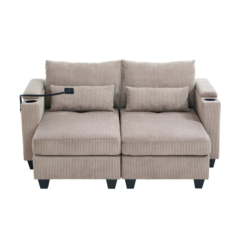 Convertible Chaise Lounge Sofa Chair With USB Ports, Cup Holders, Phone Holder And Storage by HouseOfZazla